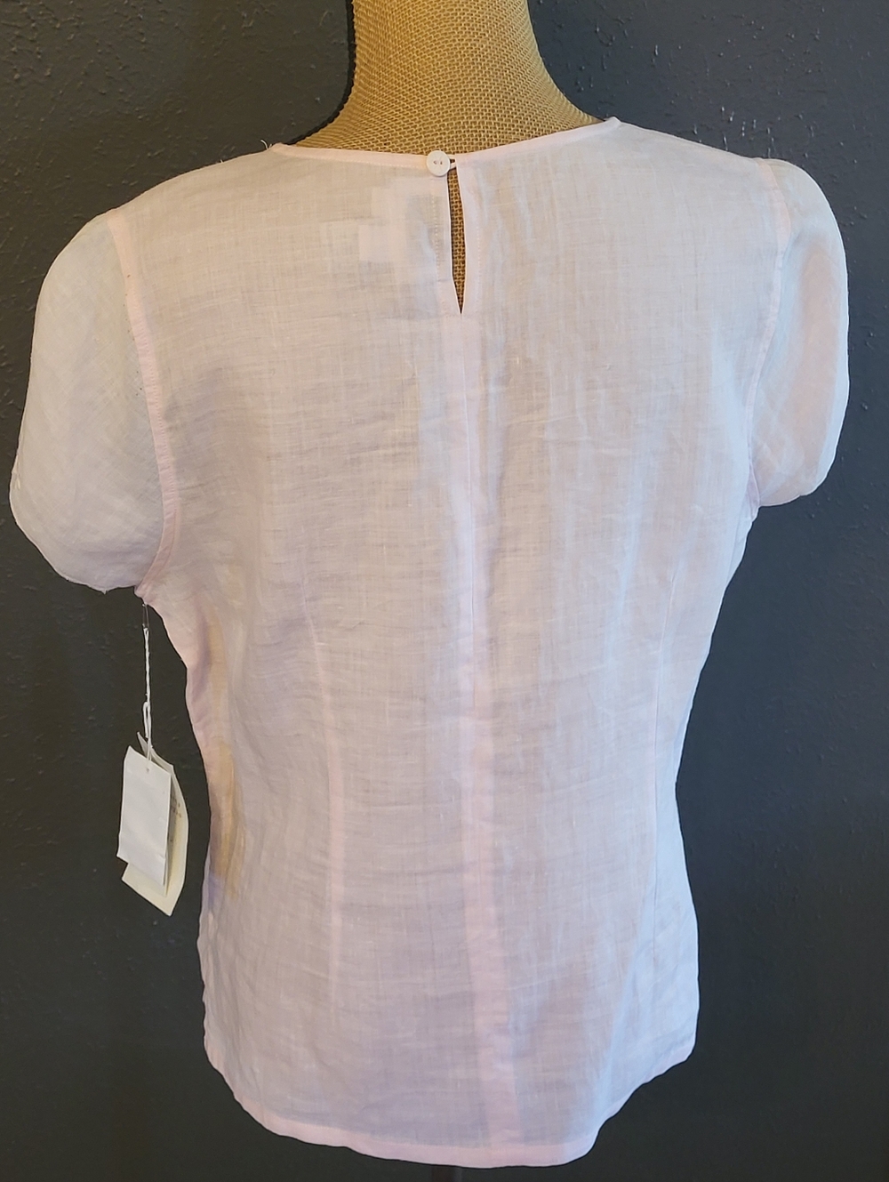 J Song Pale Pink Linen Short Sleeve Blouse NWT - Picture 3 of 12